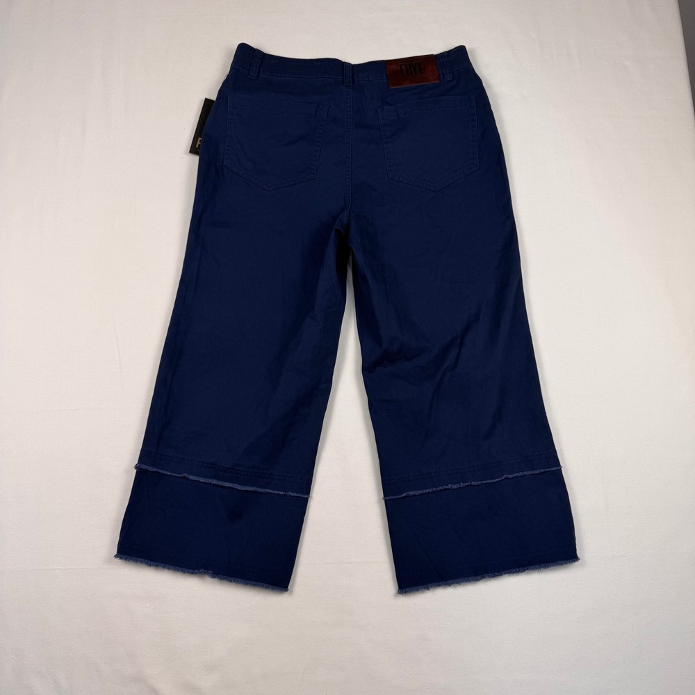 Frye Wide Leg Crop Pants Womens 10 Nightfall Navy New Raw Hem ADT1W0080MA‎ - Picture 10 of 10